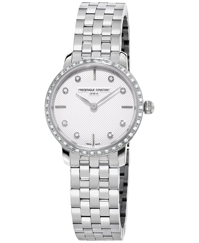 Frederique Constant - Women's Swiss Mini Slimline Diamond (1/3 ct. t.w.) Stainless Steel Bracelet Watch 25mm