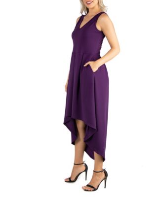 Women's Sleeveless Fit and Flare High Low Dress