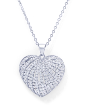 image of Cubic Zirconia Heart Pendant in Fine Silve Plate