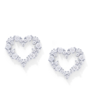 image of Cubic Zirconia Heart Stud Earrings in Fine Silver Plate