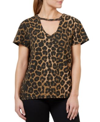 Numero - Cotton Leopard-Print Ribbed Choker T-Shirt