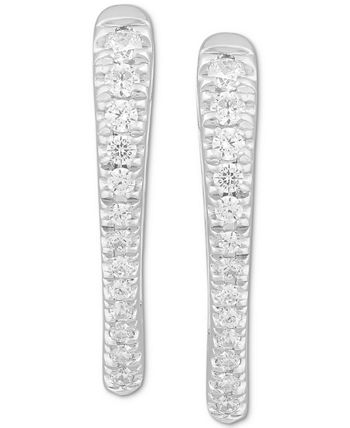Macy's - Diamond Chevron Hoop Earrings (1/6 ct. t.w.) in 10k White Gold
