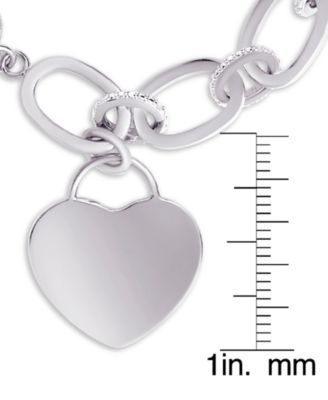 Diamond Heart Charm Bracelet (1/10 ct. t.w.) in Sterling Silver or 14k Gold-Plated Sterling Silver