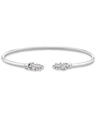 Wrapped Diamond Scattered Cluster Flex Cuff Bangle Bracelet (1/3 ct. t ...