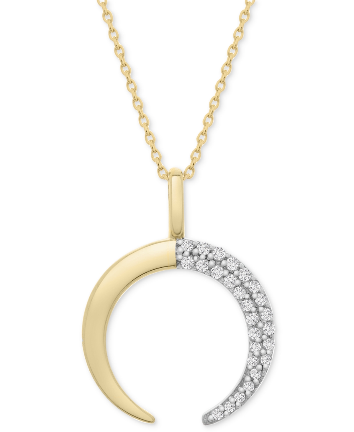 Diamond Crescent Moon 20" Pendant Necklace (1/10 ct. t.w.) in 14k Gold or 14k Rose Gold, Created for Macy's - Rose Gold