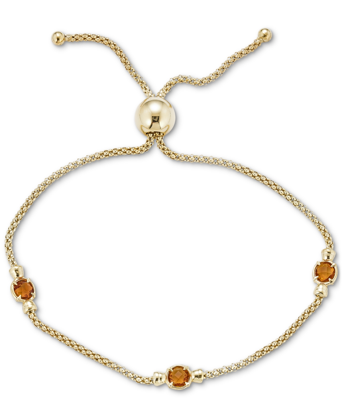Lab Grown Onyx Popcorn Link Bolo Bracelet in 14k Gold-Plated Sterling Silver (Also available in lapis lazuli, swiss blue topaz, turquoise, amethyst &