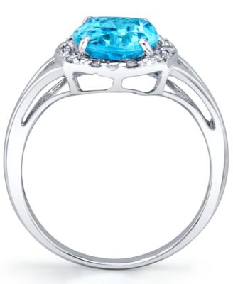 Macy's Blue Topaz (3-1/5 Ct. T.w.) & Diamond (1/10 Ct. T.w.) Ring In ...