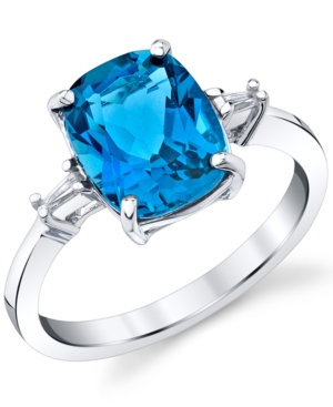 image of Blue Topaz (3-3/4 ct. t.w.) & Diamond (1/20 ct. t.w.) Diamond Statement Ring in Sterling Silver