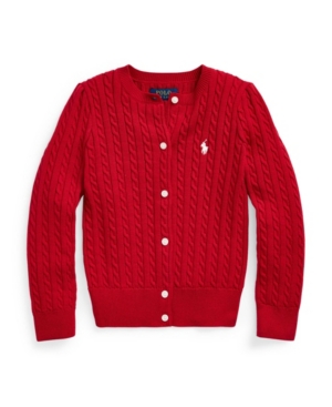image of Polo Ralph Lauren Little Girls Cable-Knit Cotton Cardigan