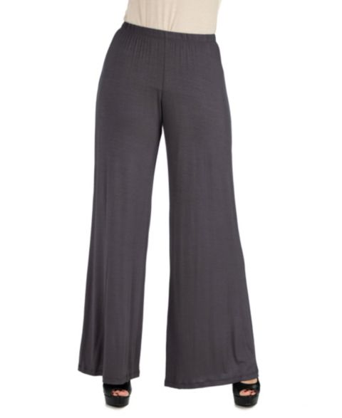 Женские брюки 24seven Comfort Apparel Women Comfortable Solid Color Palazzo, цвет: Угольный