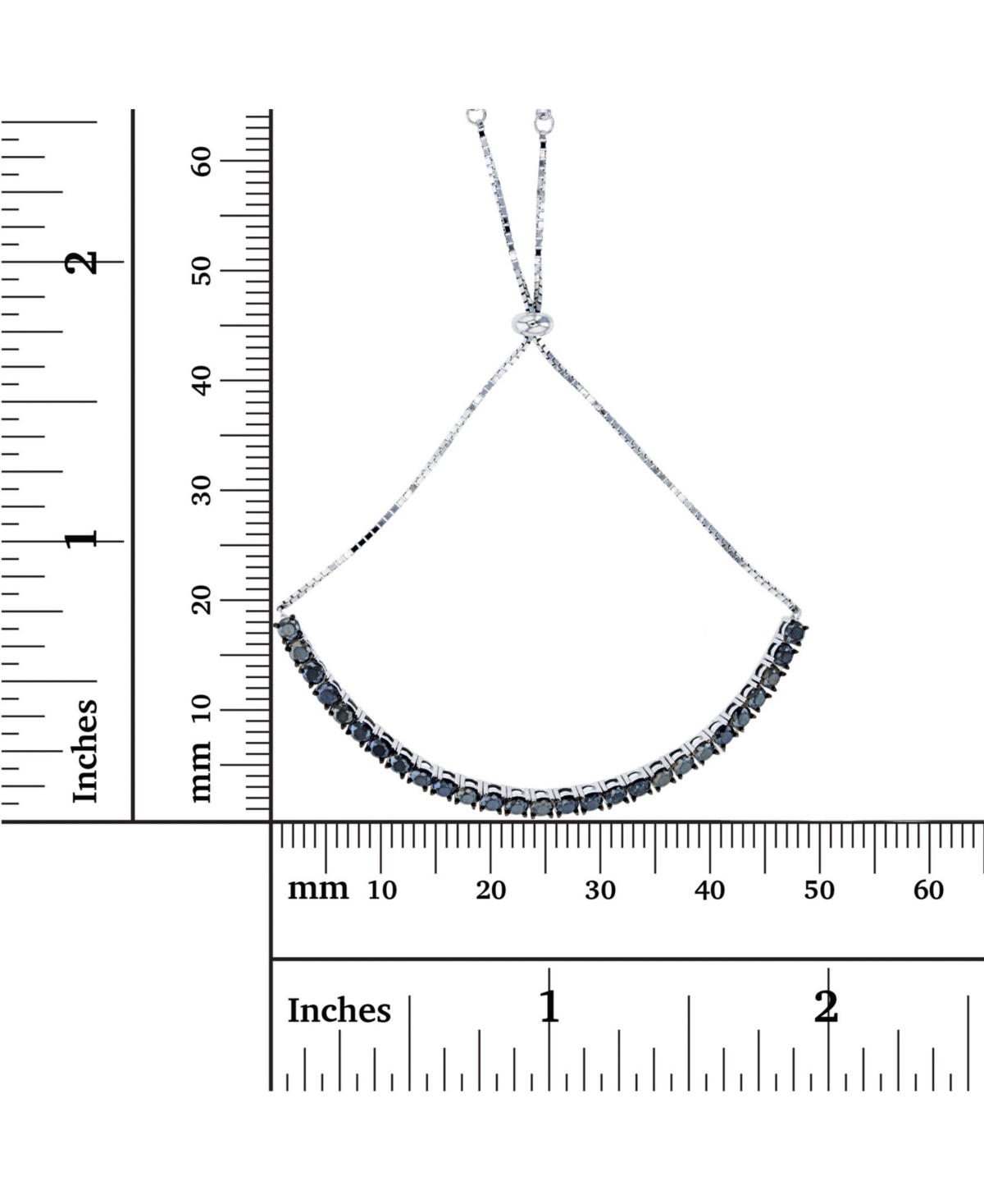 Spinel Tennis Adjustable Bolo Bracelet in Sterling Silver - Black