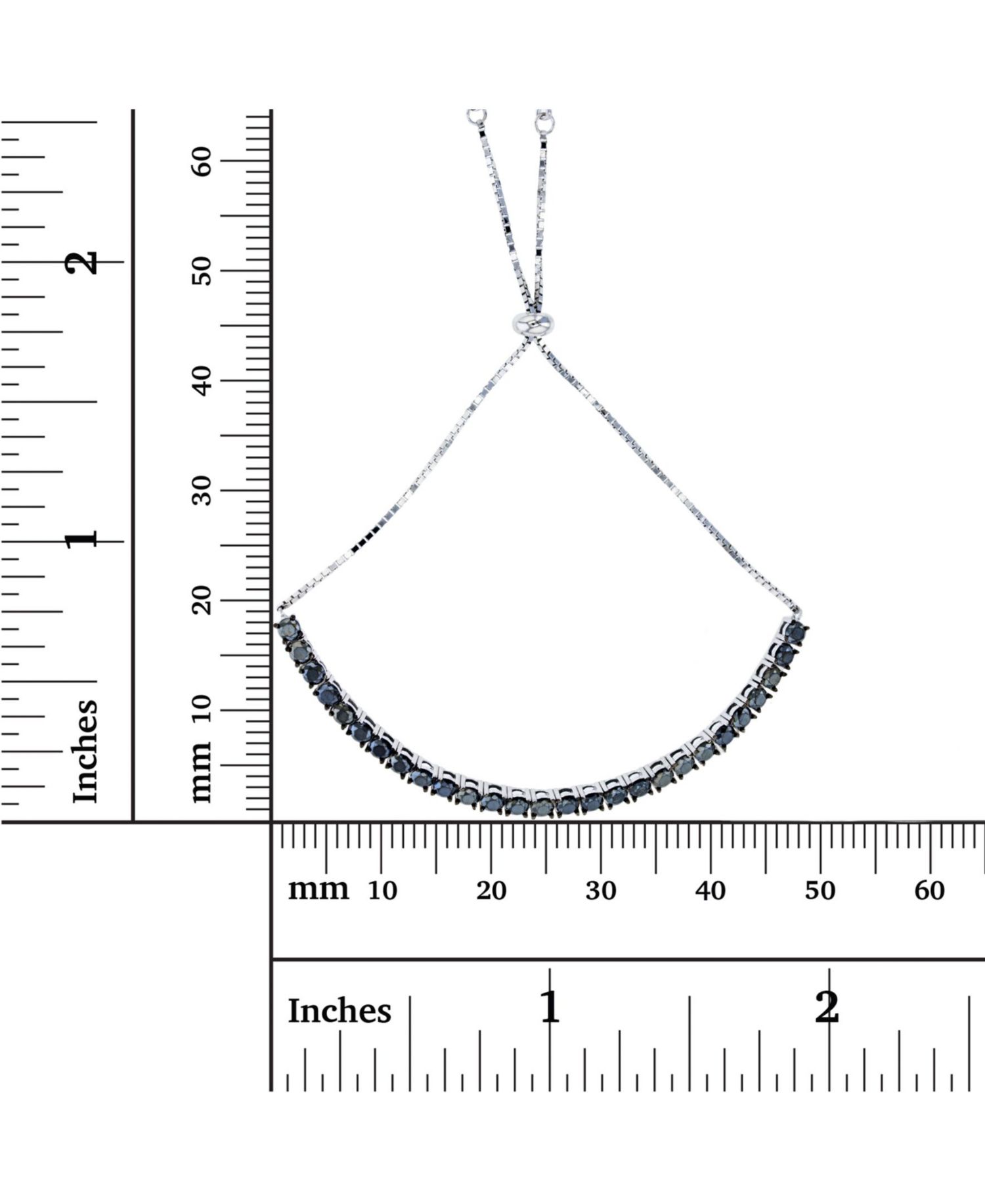 Black Spinel Tennis Adjustable Bolo Bracelet in Sterling Silver