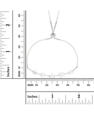 Cubic Zirconia Multi Cut Adjustable Bolo Bracelet in Sterling Silver (Also in 14k Gold Over Silver)