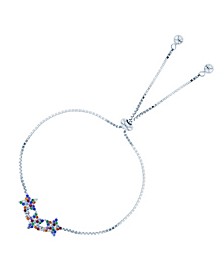 Cubic Zirconia Triple Star Adjustable Bolo Bracelet in Sterling Silver (Also in 14k Gold Over Silver)