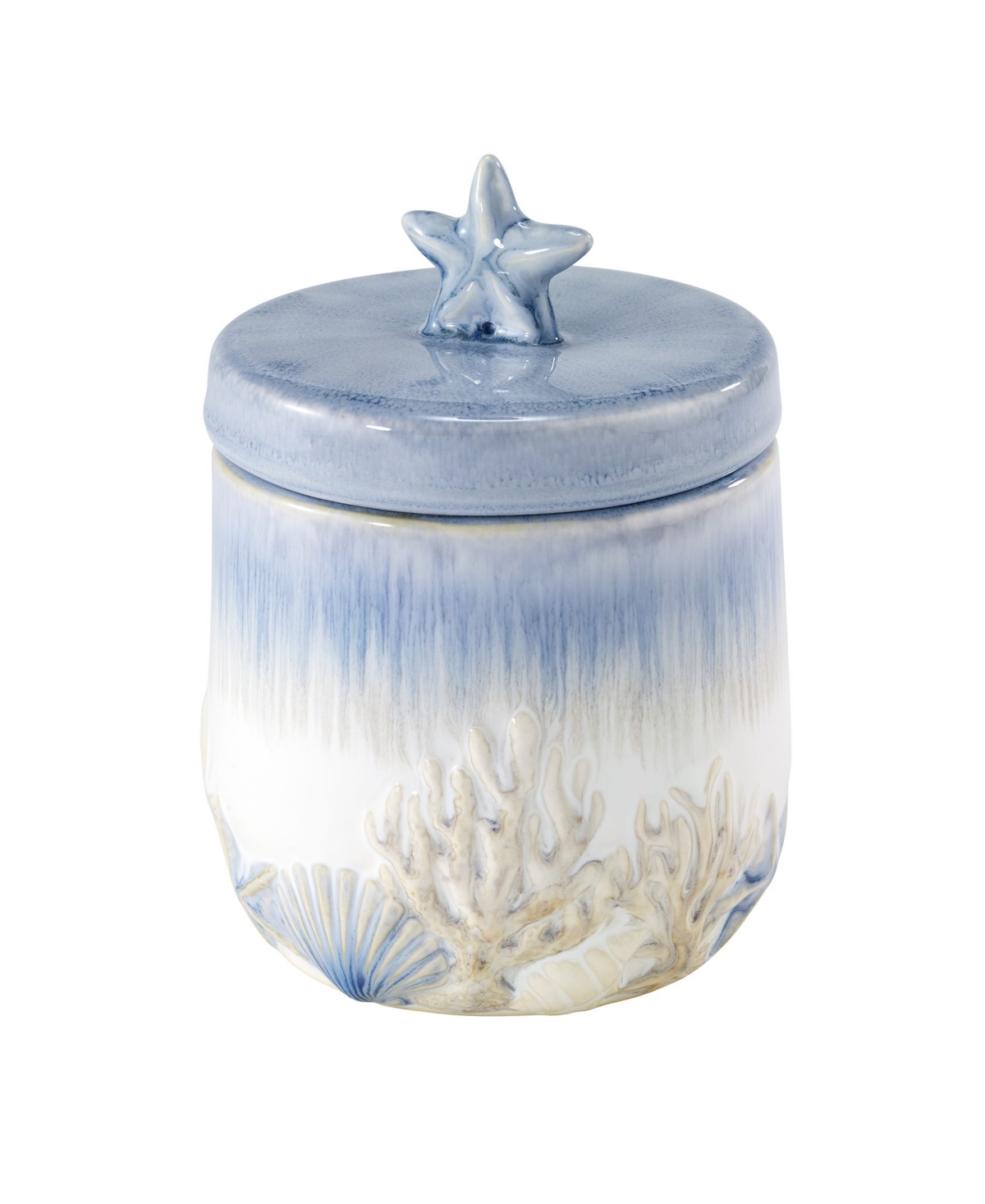 Abstract Coastal Seashells & Coral Ceramic Covered Jar - Multi