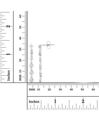 Cubic Zirconia Rhodium Plated Dangling Bezel Set Earrings (Also in 14k Gold Over Silver)