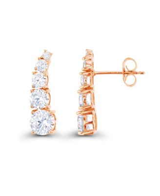 Cubic Zirconia 14K Rose Gold Graduated Curved Ear Climbers (Also in 14k Gold Over Silver or 14k Rose Gold Over Silver)