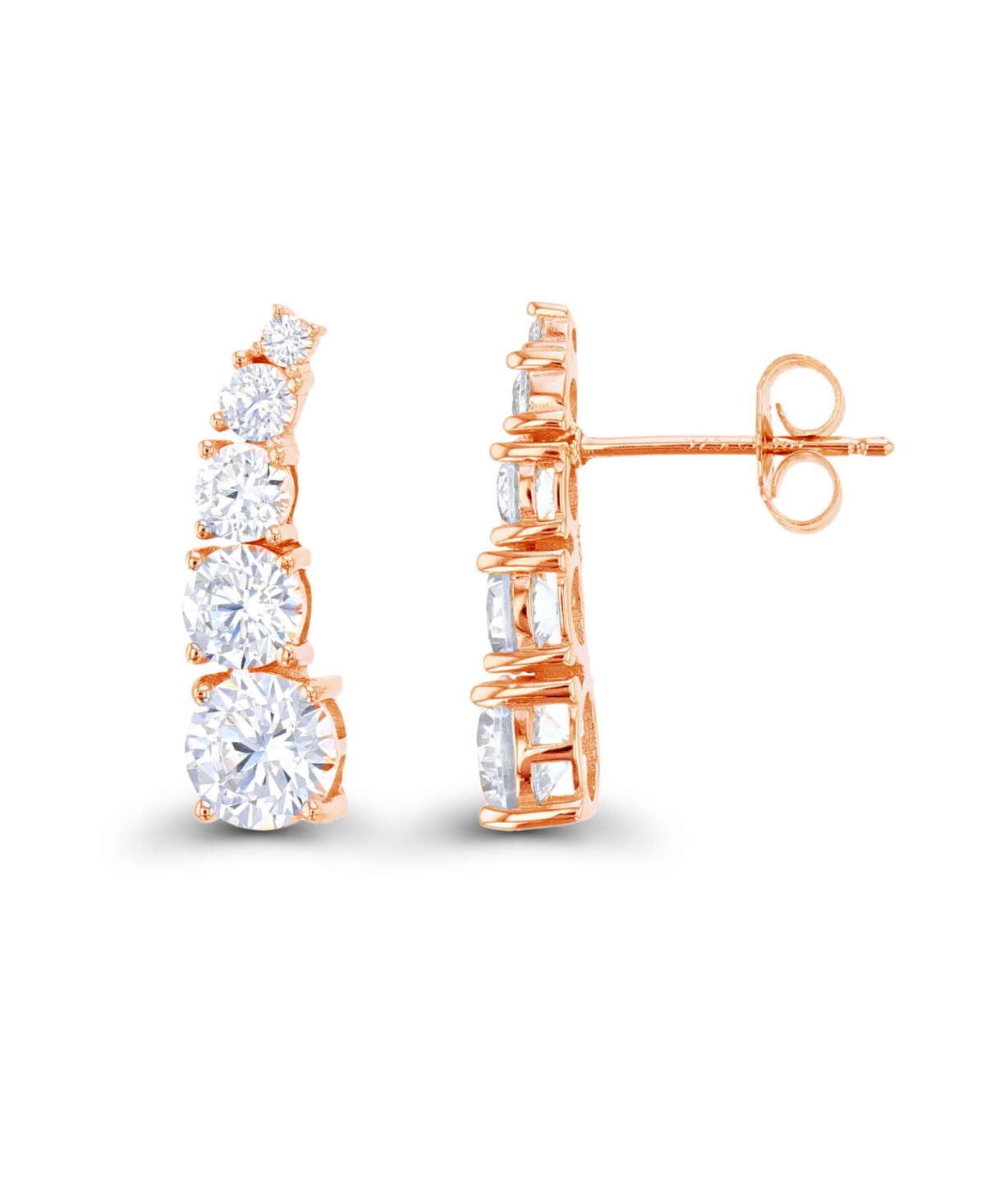 Macy's Cubic Zirconia 14K Rose Gold Graduated Curved Ear Climbers (Also in 14k Gold Over Silver or 14k Rose Gold Over Silver)
