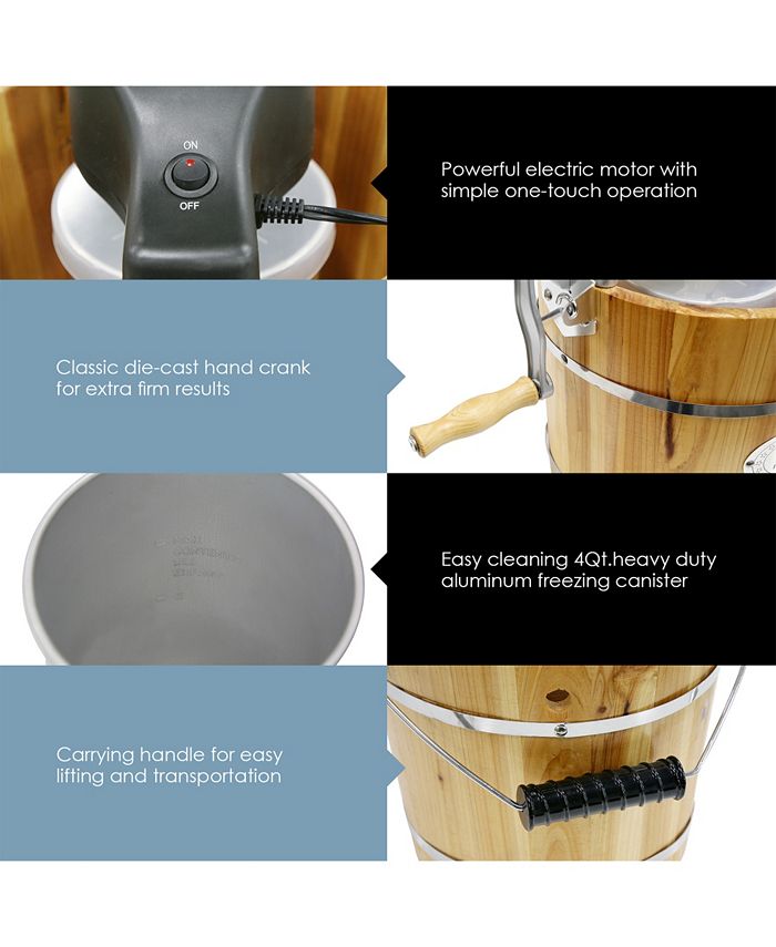 Elite Gourmet 4Qt. Electric Motorized Ice Cream, Gelato, Frozen Yogurt