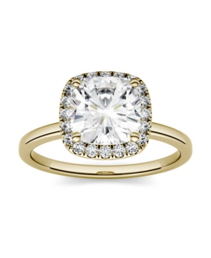 CHARLES & COLVARD MOISSANITE CUSHION HALO ENGAGEMENT RING 1-3/8 CT. T.W. DIAMOND EQUIVALENT IN 14K WHITE OR YELLOW GOL