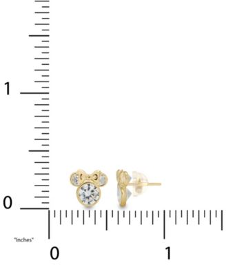 Children's Cubic Zirconia Minnie Mouse Stud Earrings in 14k Gold
