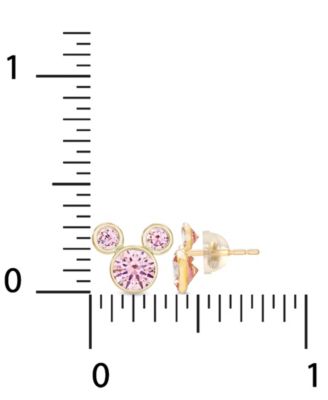 Children's Cubic Zirconia Birthstone Mickey Mouse Stud Earrings in 14k Gold