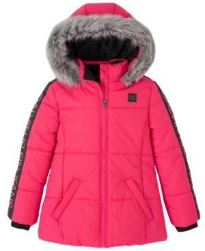 image of Calvin Klein Little Girls Logo Sleeve Puffer Jacket