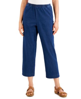 Karen Scott Petite Denim Pull-On Short Pants, Created for Macy's - Macy's