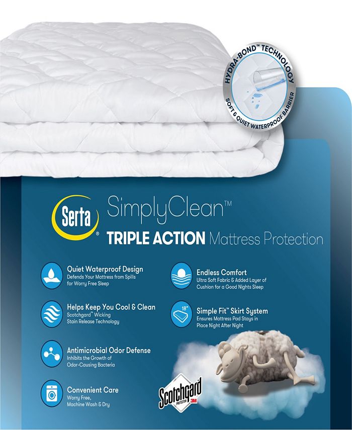 Serta Simply Clean Triple Action Waterproof Mattress Pad Queen Macy's