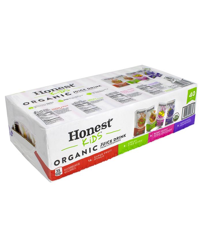Honest Kids Organic Fruit Juice Drink Boxes Variety Pack, 6 oz, 40
