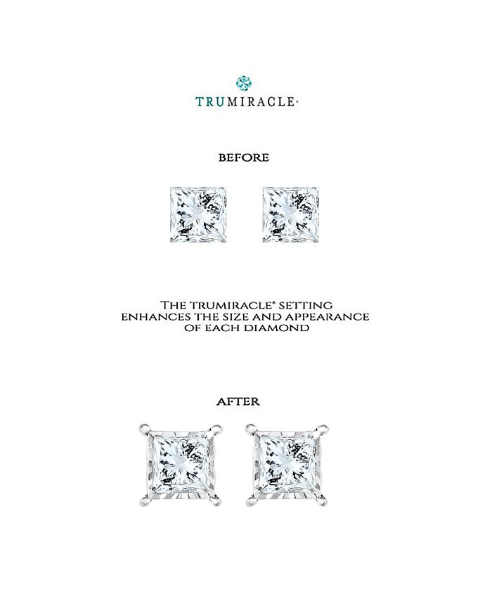 TruMiracle - Diamond Princess Stud Earrings (3/4 ct. t.w.) in 14k White Gold, Yellow Gold or Rose Gold
