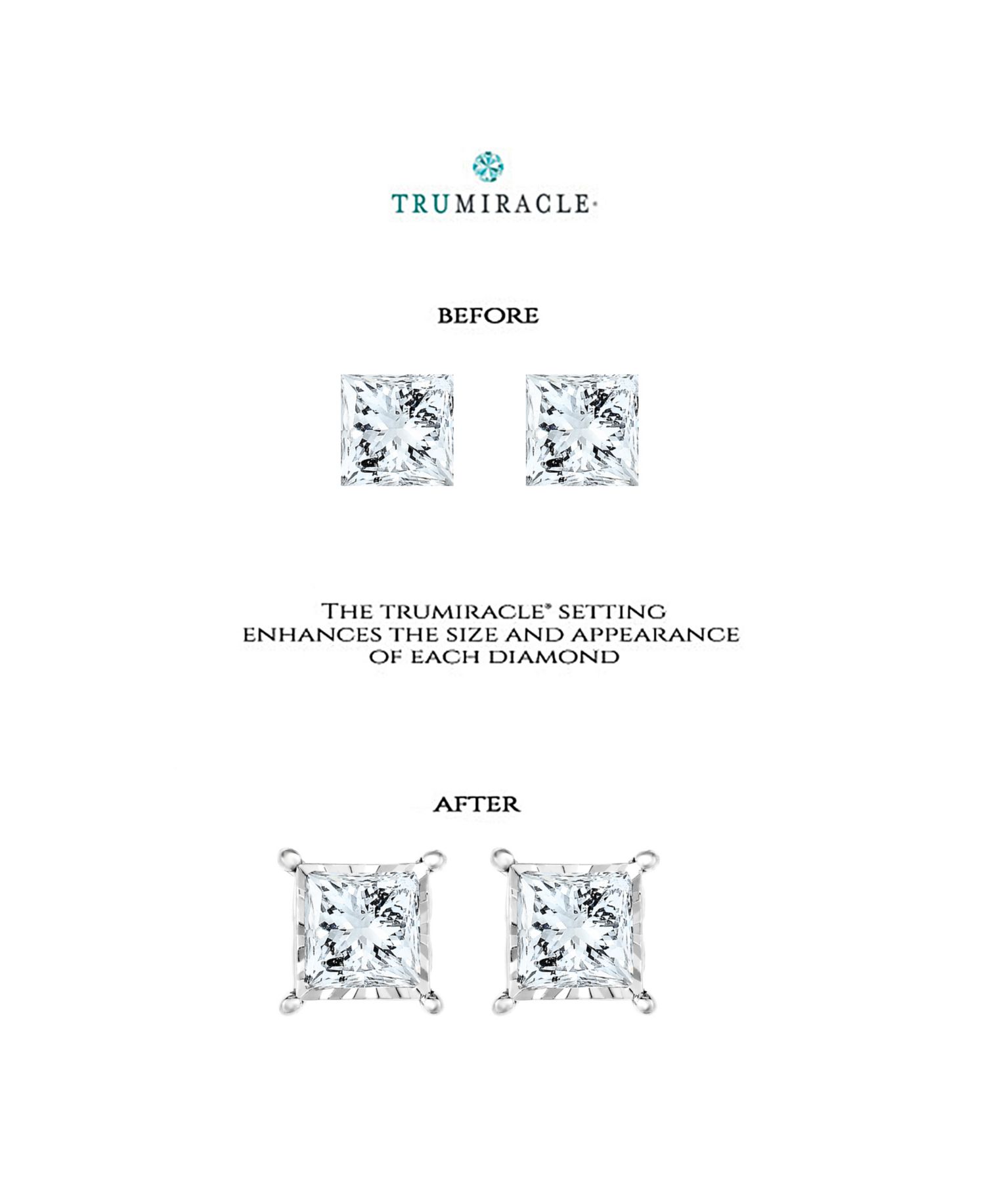 Diamond Princess Cluster Stud Earrings in 14k Gold