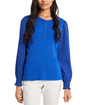 Riley & Rae - Julie Mini Dede Dot-Print-Sleeve Top