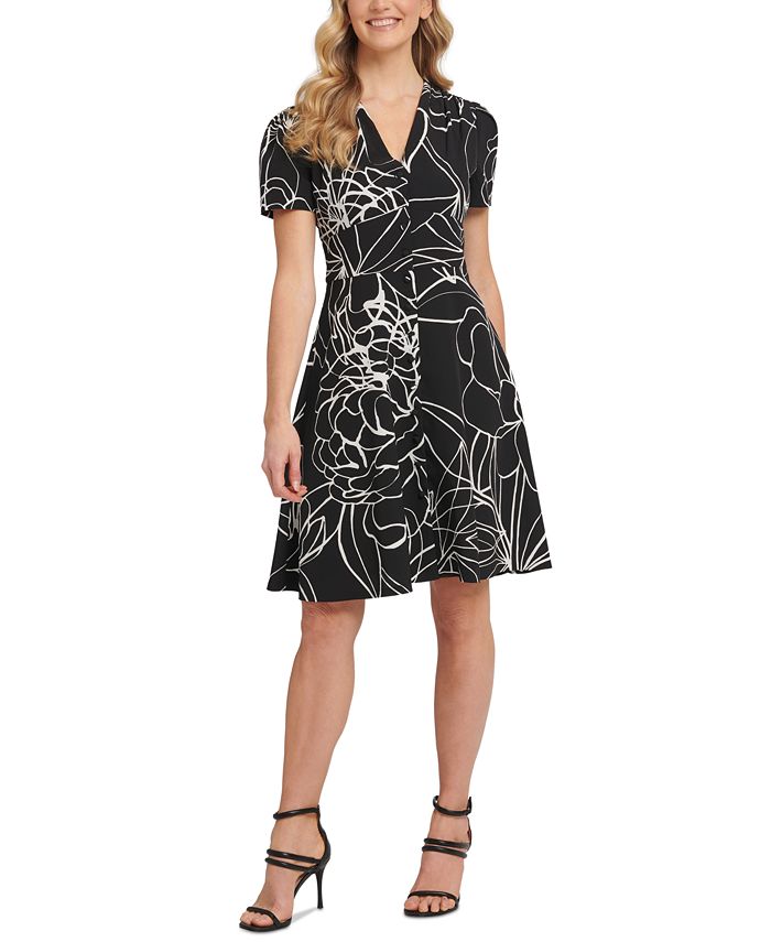 DKNY Button-Front Fit & Flare Dress - Macy's