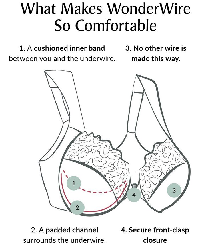 Glamorise Women's Full Figure Plus Size Wonderwire Front Close Stretch Lace Bra & Reviews Bras