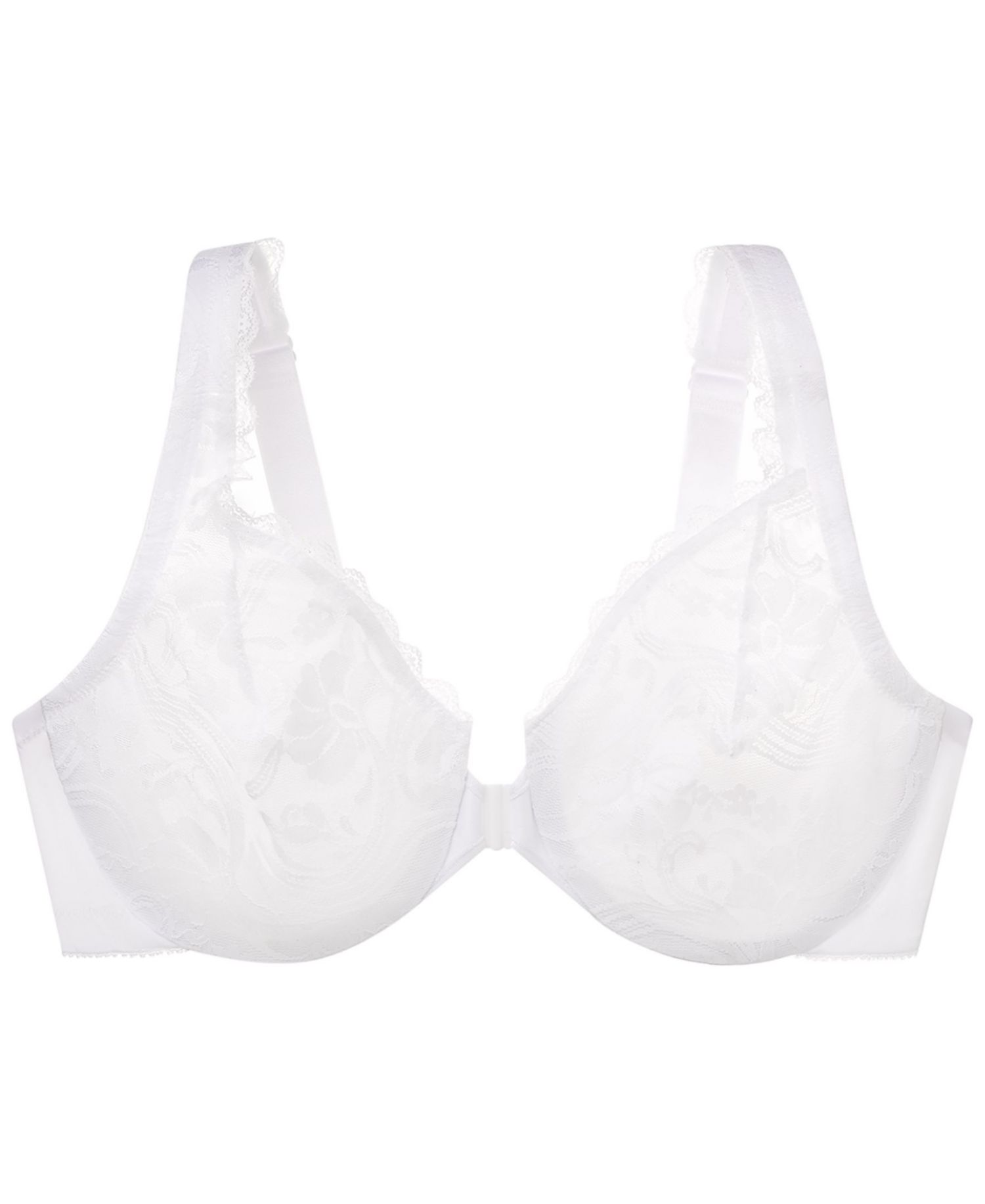 Women's Full Figure Plus Size Wonderwire Front Close Stretch Lace Bra 9245