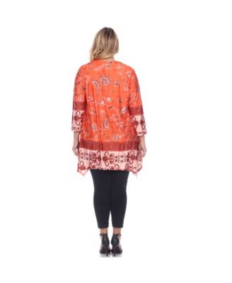 Women's Plus Size Victorian Print Tunic Top with Pockets