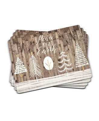 Pimpernel - Wooden White Christmas Placemats, Set of 4