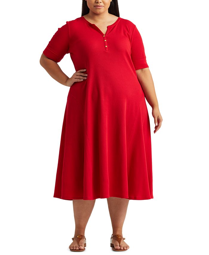 Lauren Ralph Lauren Plus Size Cotton Fit & Flare Dress Macy's