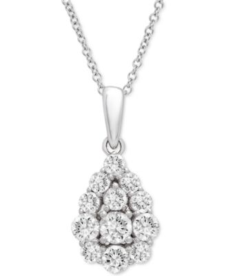 Diamond Cluster 20" Pendant Necklace (1/2 ct. t.w.) in Platinum, Created for Macy's