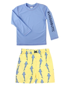 RuggedButts Baby Boys Rash Guard and Swim Trunk Set