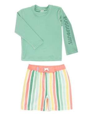 RuggedButts Baby Boys Rash Guard and Swim Trunk Set