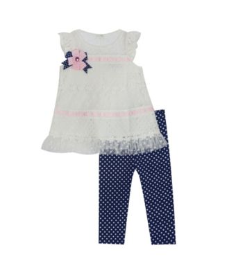 Rare Editions Little Girls Lace Leggings Set - Macy's