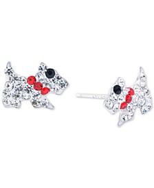 Crystal Pavé Scottie Dog Stud Earrings in Sterling Silver, Created for Macy's