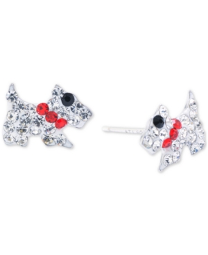 Giani Bernini Crystal Pave Scottie Dog Stud Earrings In Sterling Silver, Created For Macy's In Multi