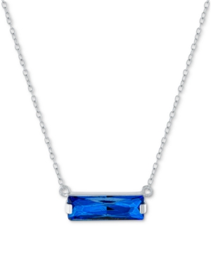 Shop Giani Bernini Crystal Rectangle Solitaire 18" Pendant Necklace In Sterling Silver, Created For Macy's In Blue