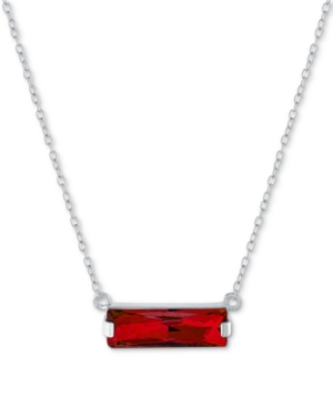 Giani Bernini Crystal Rectangle Solitaire 18" Pendant Necklace In Sterling Silver, Created For Macy's In Red