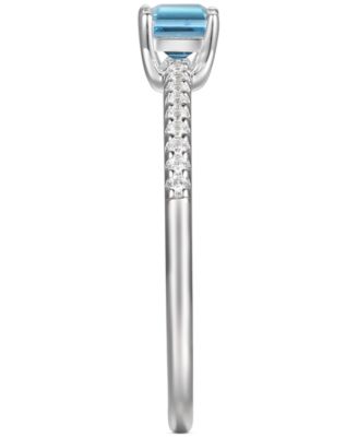 Blue Topaz (3/8 ct. t.w.) & Diamond (1/20 ct. t.w.) Ring in Sterling Silver (Also in Citrine & Amethyst)