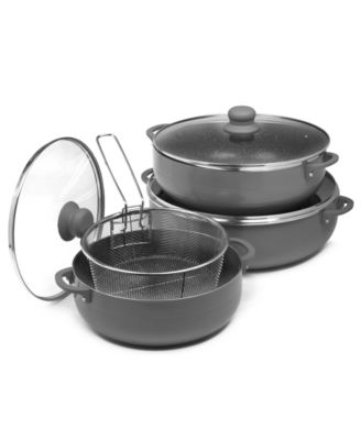 Photo 1 of Sedona 3-Pc. Aluminum Caldero Set With Bonus Fry Basket Grey
Set includes:
5-qt. Caldero with lid
7-qt. Caldero with lid
9-qt. Caldero with lid
Bonus stainless steel fry basket fits both 5-qt. & 7-qt. sizes
Durable aluminum construction