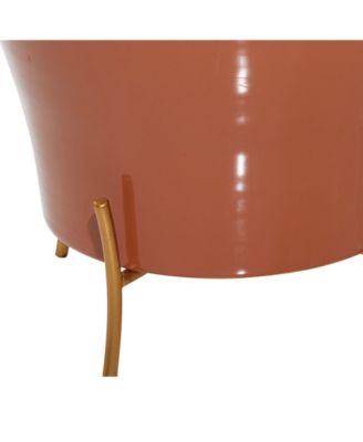 Set of 2 Orange Metal Farmhouse Planter, 9", 12"